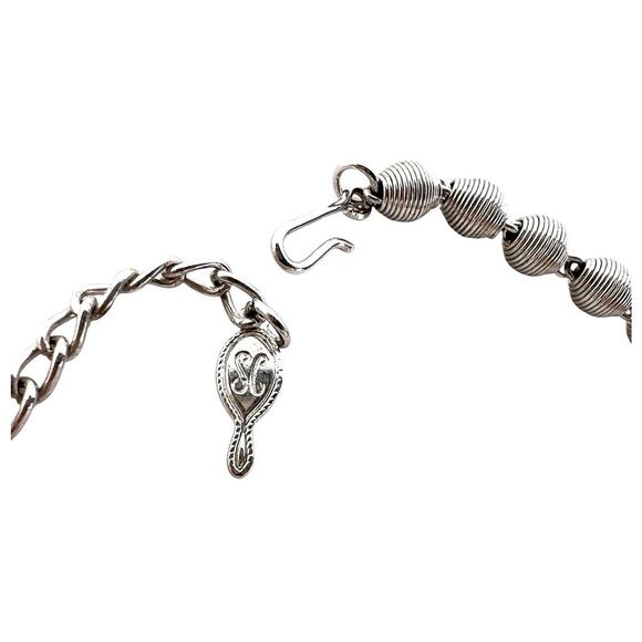 Sarah Coventry Silverspin Choker Necklace 1976 Round Modernist Ribbed Bead Vtg - Picture 8 of 9